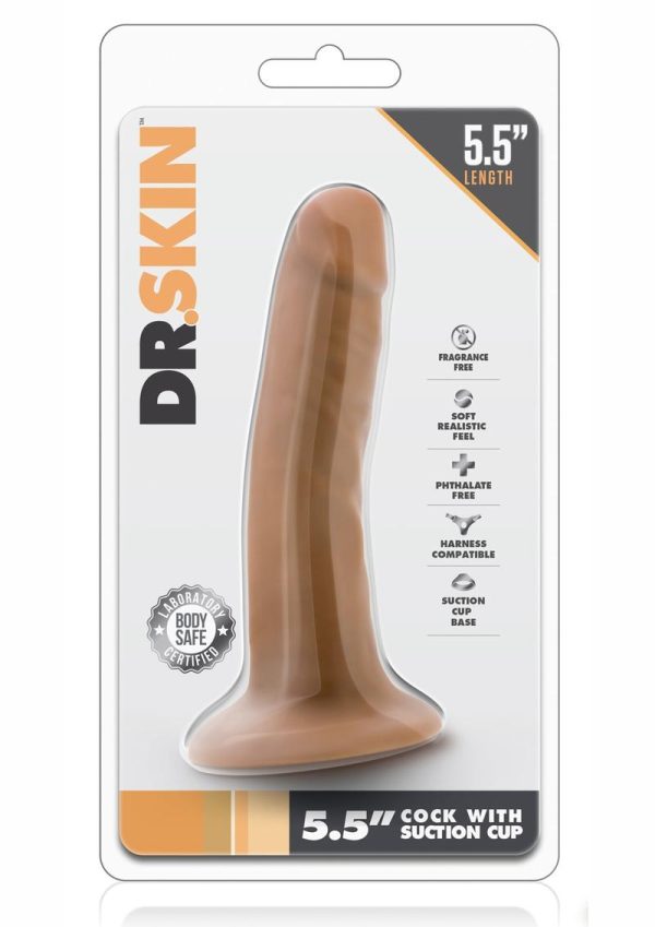 Dr. Skin Silver Collection Cock Dildo with Suction Cup 5.5in - Caramel