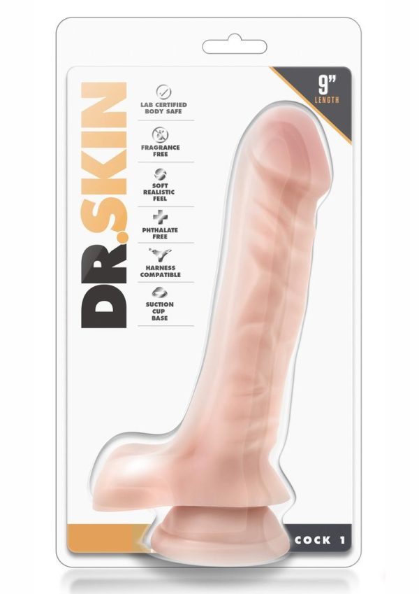 Dr. Skin Silver Collection Cock 1 Dildo with Balls and Suction Cup 9in - Vanilla