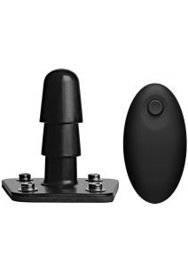 Vac-U-Lock Vibrating Plug with Wireless Remote USB Rechargeable Harness Accessory - Black