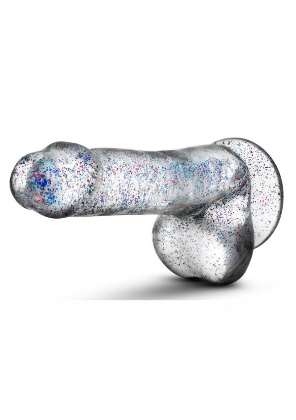 Naturally Yours Glitter Dildo with Balls 6in - Clear