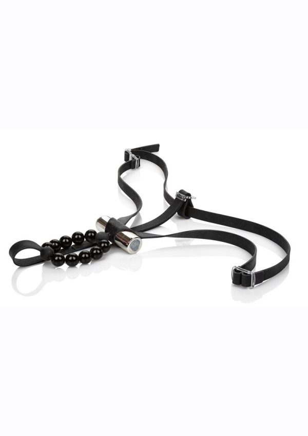 Lover`s Vibrating Thong Panty Vibe with Pleasure Beads - Black
