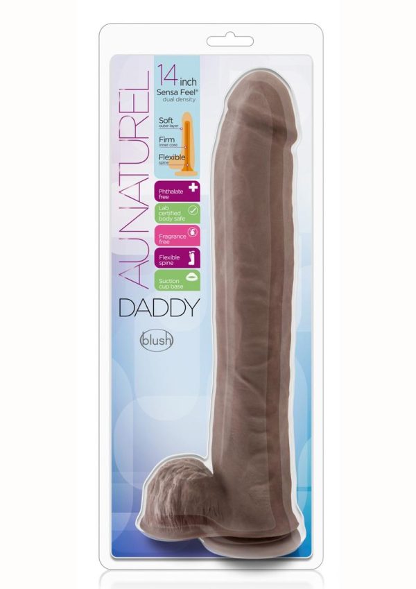 Au Naturel Daddy Sensa Feel Dual Density Dildo with Balls 14in - Chocolate