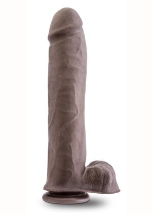 Au Naturel Big John Sensa Feel Dual Density Dildo with Balls 11.5in - Chocolate