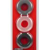 Hunkyjunk HUJ3 Silicone Cock Ring (3 Pack) - Black/Gray/Clear