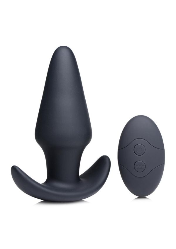 Thump-It Rechargeable Silicone Thumping Anal Plug with Remote Control - Large - Black