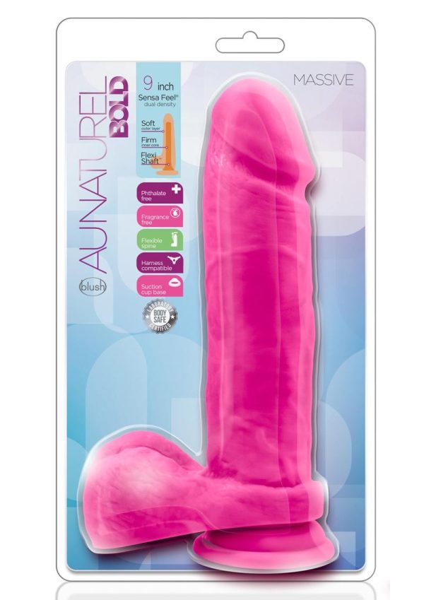 Au Naturel Bold Massive Dildo with Suction Cup 9in - Pink