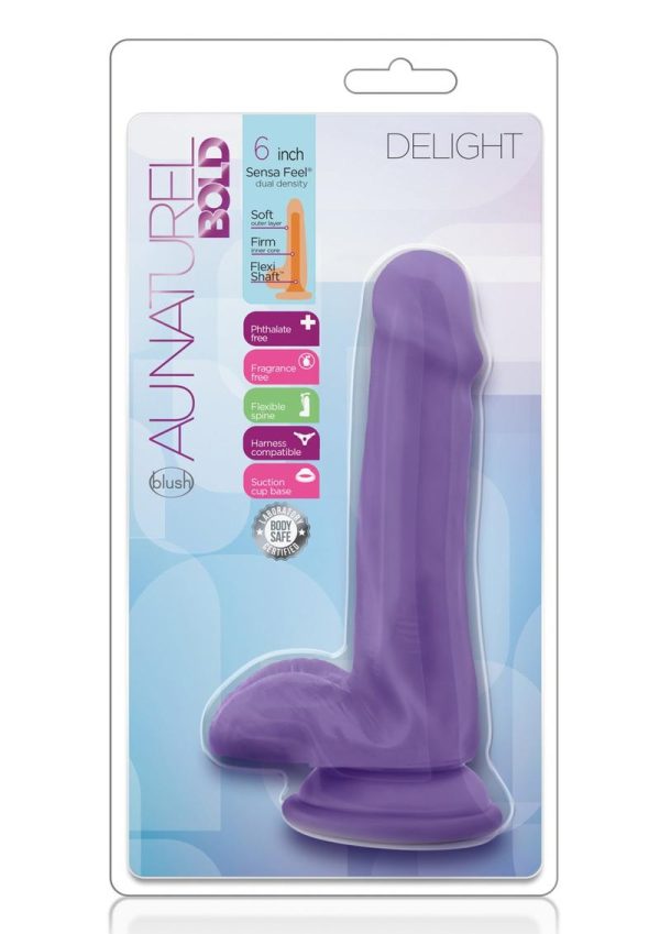 Au Naturel Bold Delight Dildo with Suction Cup 6in - Purple