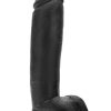 Au Naturel Bold Huge Dildo with Suction Cup 10.5in - Black