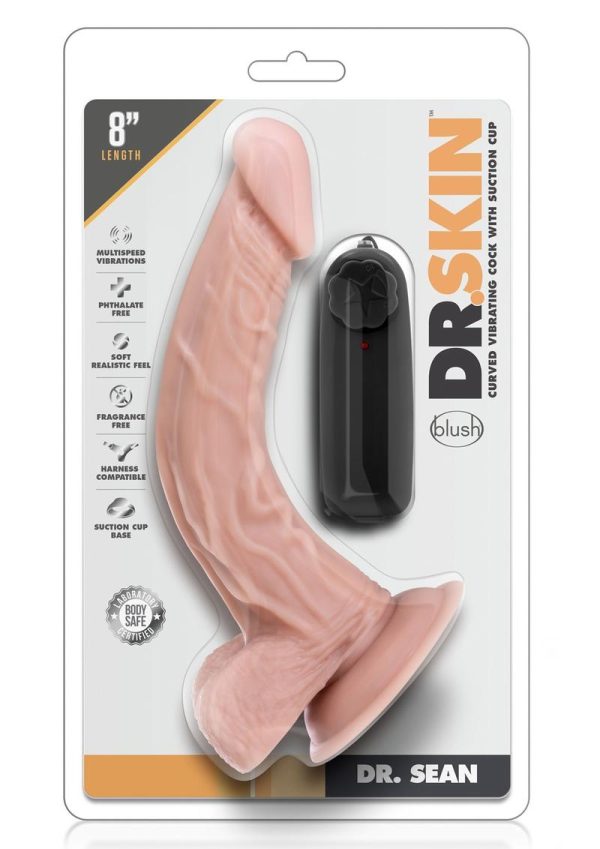 Dr. Skin Silver Collection Dr. Sean Vibrating Dildo with Remote Control 8in - Vanilla