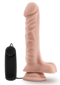 Dr. Skin Silver Collection Dr. James Vibrating Dildo with Balls and Remote Control 9in - Vanilla