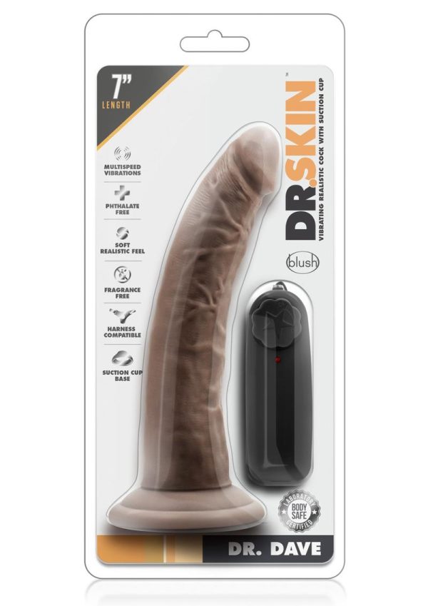 Dr. Skin Silver Collection Dr. Dave Vibrating Dildo with Suction Cup 7in - Chocolate