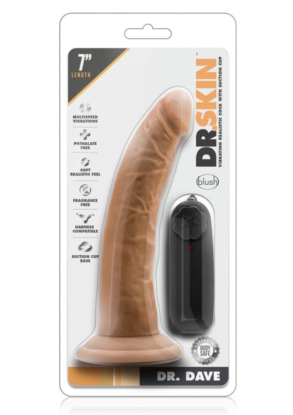 Dr. Skin Silver Collection Dr. Dave Vibrating Dildo with Suction Cup 7in - Caramel