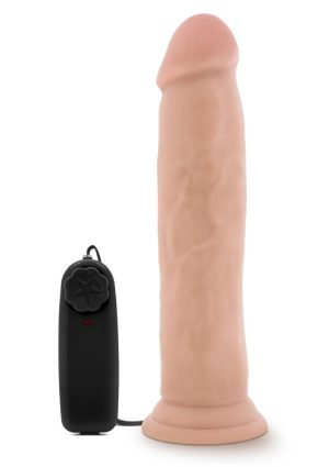 Dr. Skin Silver Collection Dr. Throb Vibrating Dildo with Remote Control 9.5in - Vanilla