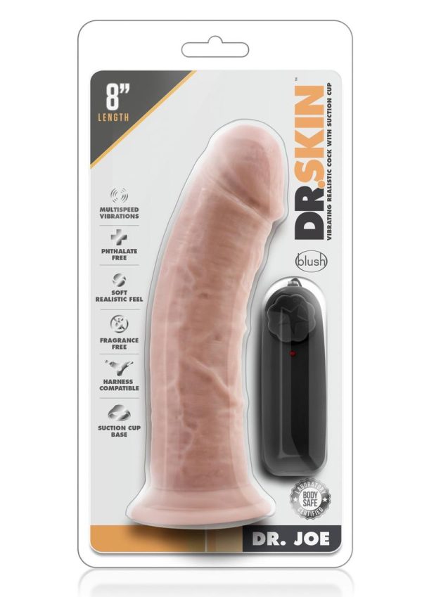 Dr. Skin Silver Collection Dr. Joe Vibrating Dildo with Remote Control 8in - Vanilla