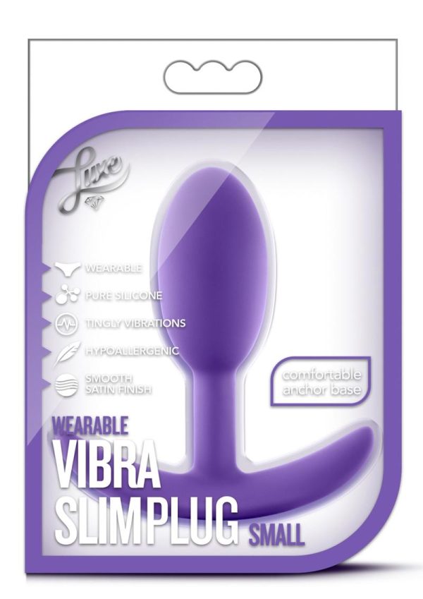 Luxe Wearable Vibra Slim Plug Silicone Butt Plug - Small - Purple