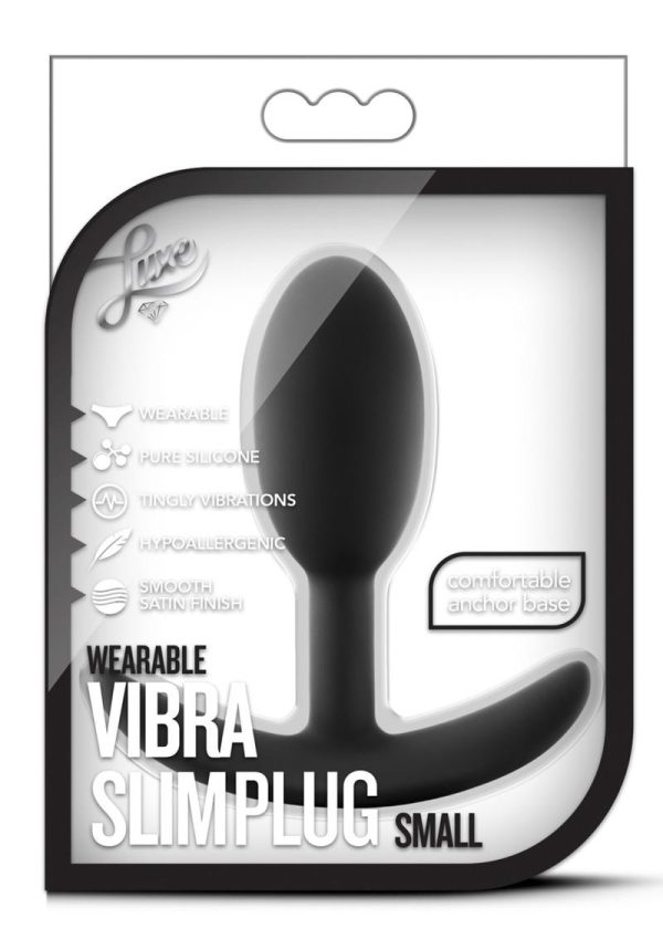 Luxe Wearable Vibra Slim Plug Silicone Butt Plug - Small - Black