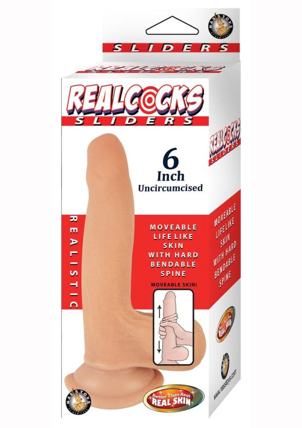 Realcocks Sliders Uncircumsized Dildo with Balls 6in - Vanilla