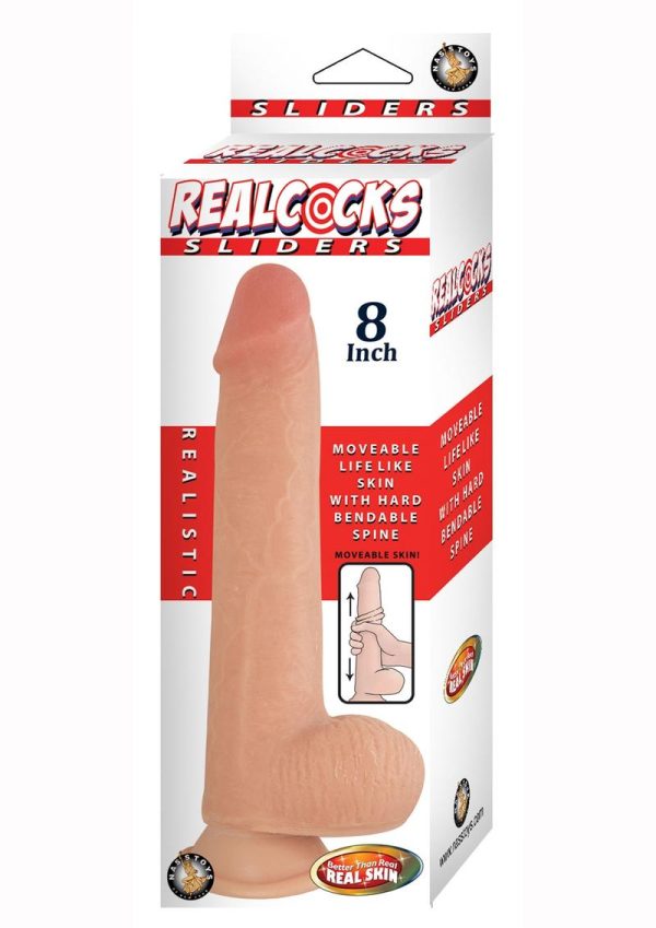 Realcocks Sliders Dildo with Balls 8in - Vanilla