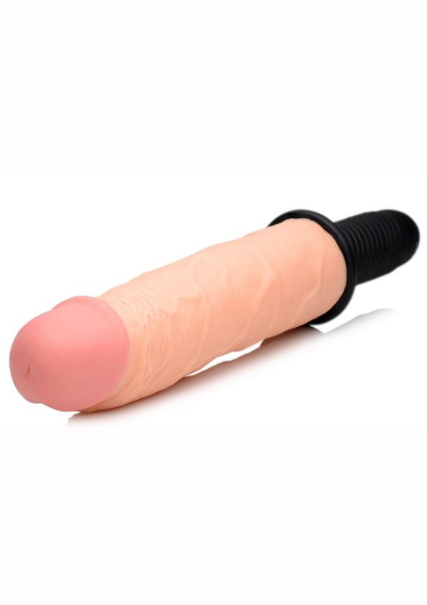 Master Series Onslaught XXL Vibrating Giant 9.75in Dildo Thruster - Vanilla