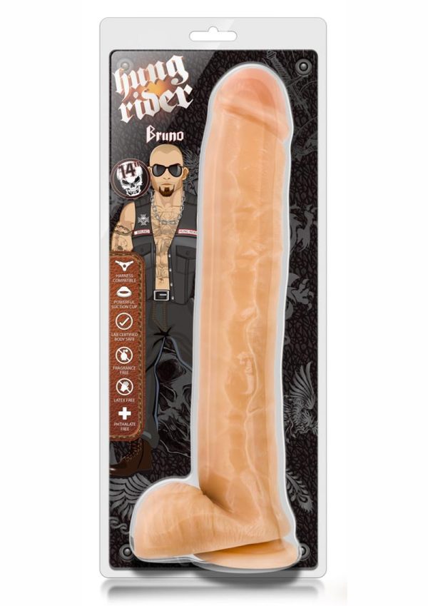 Hung Rider Bruno Dildo with Balls 14in - Vanilla