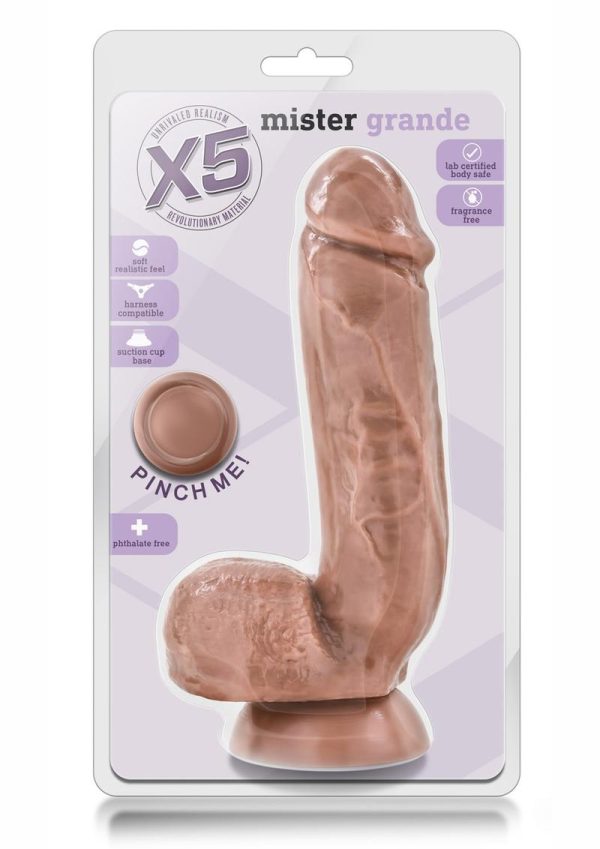 X5 Mister Grande Dildo with Balls 8.5in - Caramel