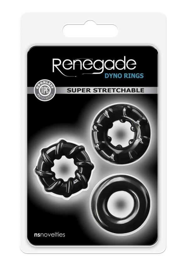 Renegade Dyno Rings Super Stretchable Cock Rings (Set of 3) - Black