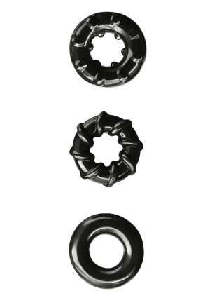 Renegade Dyno Rings Super Stretchable Cock Rings (Set of 3) - Black