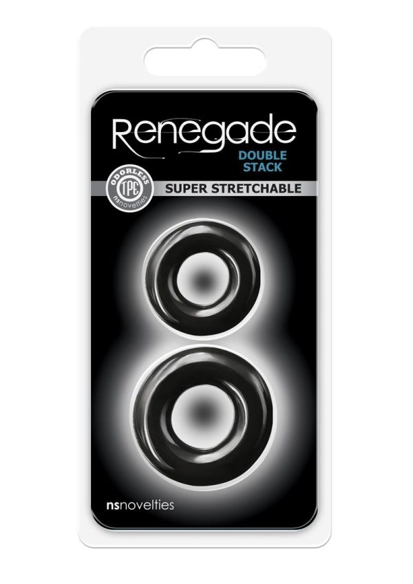 Renegade Double Stack Super Stretchable Cock Rings (Set of 2) - Black