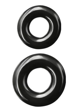 Renegade Double Stack Super Stretchable Cock Rings (Set of 2) - Black