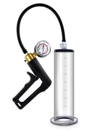 Performance VX7 Vacuum Penis Pump with Brass Trigger and Pressure Gauge 9.5in - Clear