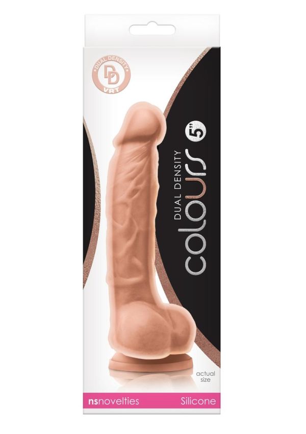 Colours Dual Density Silicone Dildo 5in - Vanilla