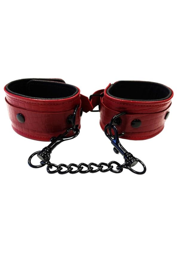 Rouge Anaconda Adjustable Wrist Cuffs - Burgundy