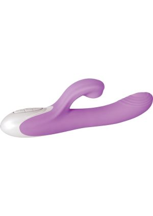 Super Sucker Rechargeable Silicone G-Spot Vibrator with Clitoral Stimulator - Purple