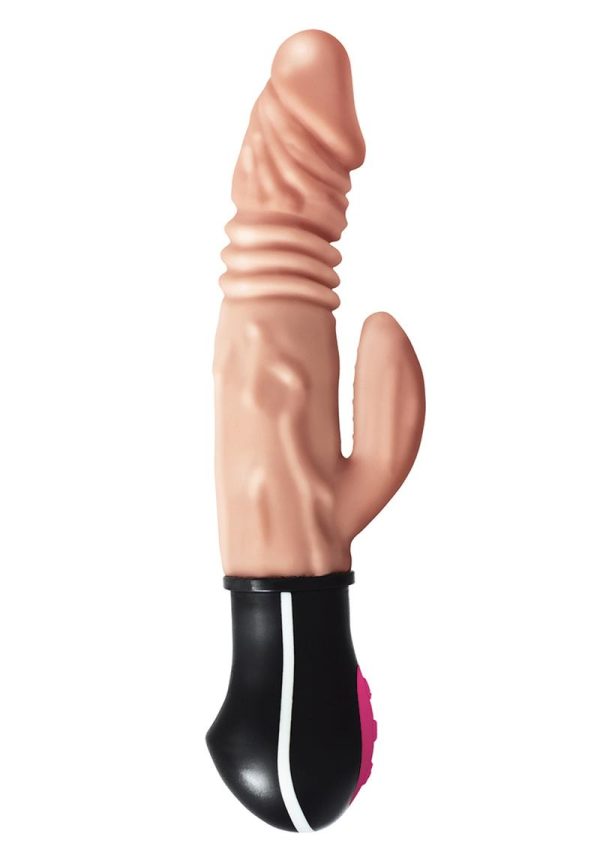 Natural Realskin Hot Cock Jackhammer Rechargeable Warming Vibrator - Vanilla