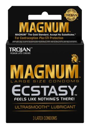 Trojan Magnum Ecstasy Ultra Smooth Lubricated Latex Condoms 3-Pack