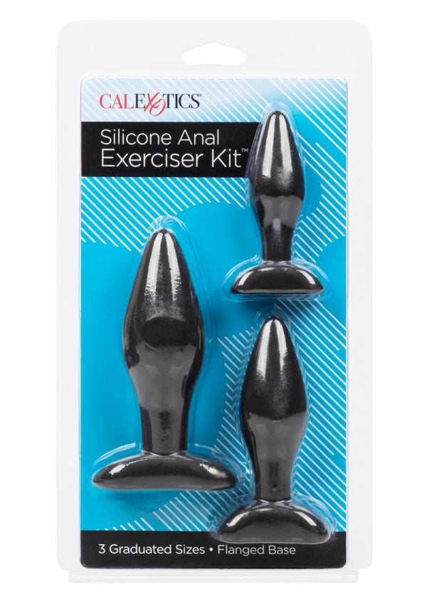 Silicone Anal Exerciser Anal Plug Set (3 Per Set) - Black