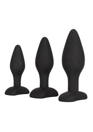 Silicone Anal Exerciser Anal Plug Set (3 Per Set) - Black