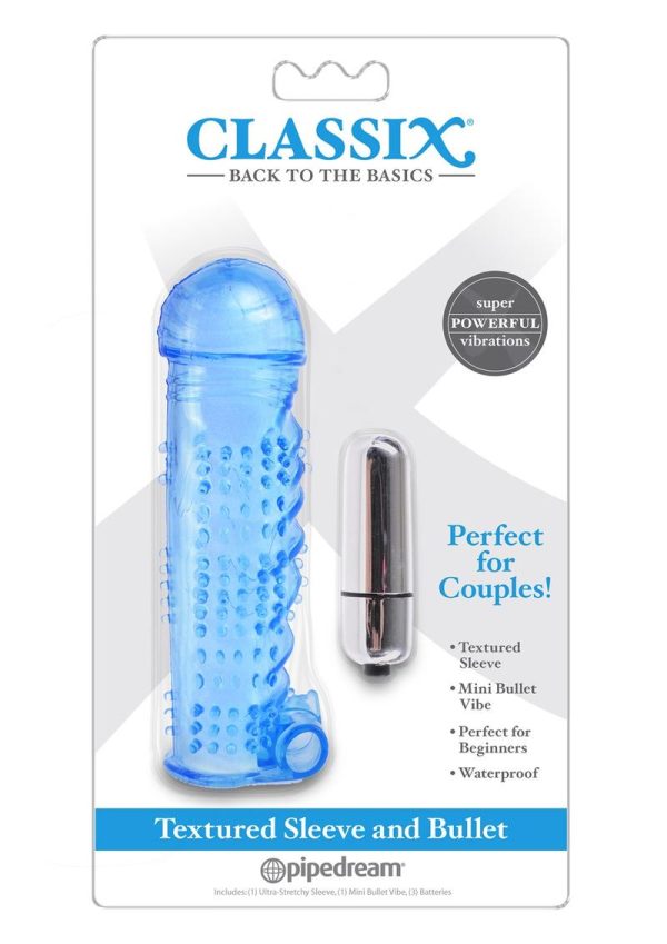 Classix Textured Sleeve and Bullet Vibrator - Blue