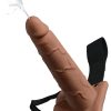 Fetish Fantasy Series Hollow Squirting Strap-On Dildo with Balls and Harness 7.5in - Caramel