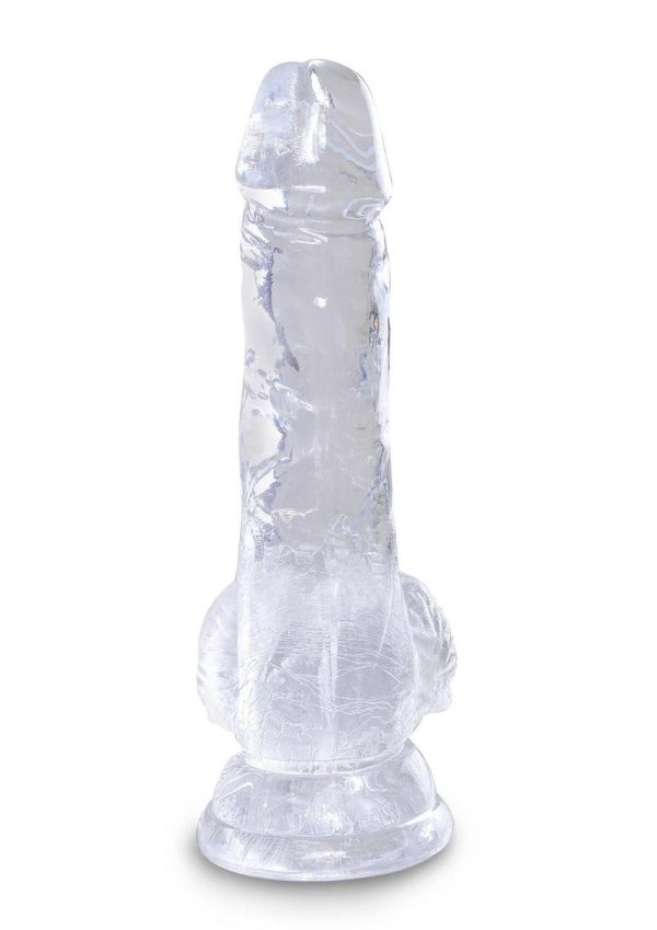 King Cock Clear Dildo with Balls 5in - Clear