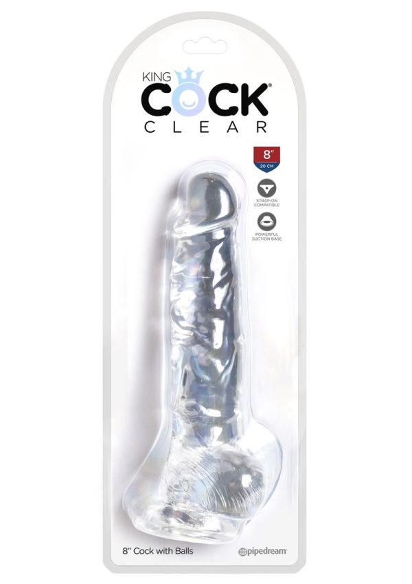 King Cock Clear Dildo with Balls 8in - Clear