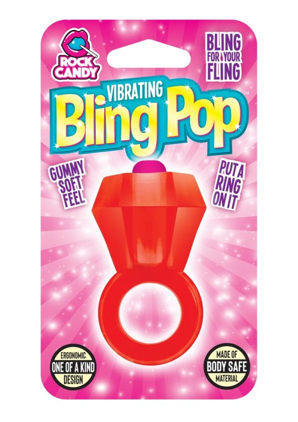 Bling Pop Vibarting Cock Ring - Red