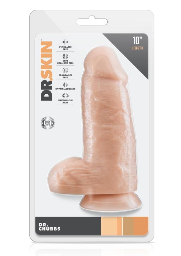 Dr. Skin Silver Collection Dr. Chubbs Dildo with Balls and Suction Cup 10in - Vanilla