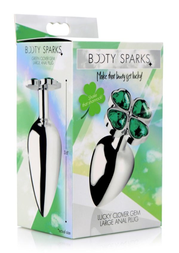 Booty Sparks Lucky Clover Gem Large Anal Plug - Green