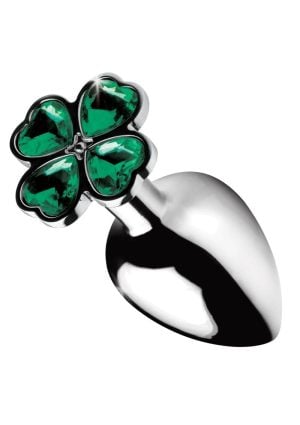 Booty Sparks Lucky Clover Gem Medium Anal Plug - Green