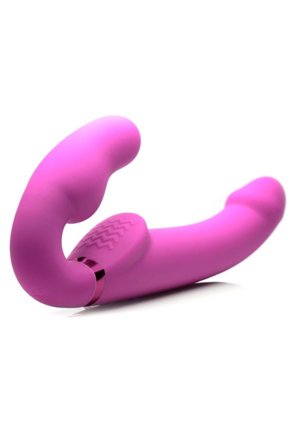 Strap U Evoke Ergo Fit Inflatable and Vibrating Silicone Strapless Strap-on with Remote Control - Pink