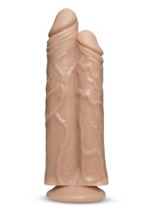 Dr. Skin Silver Collection Double Trouble Dual Penetrating Dildo with Suction Cup 10.5in - Vanilla