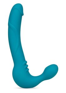 Temptasia Luna Strapless Silicone Vibrating Dildo with Rechargeable Bullet  9in - Teal