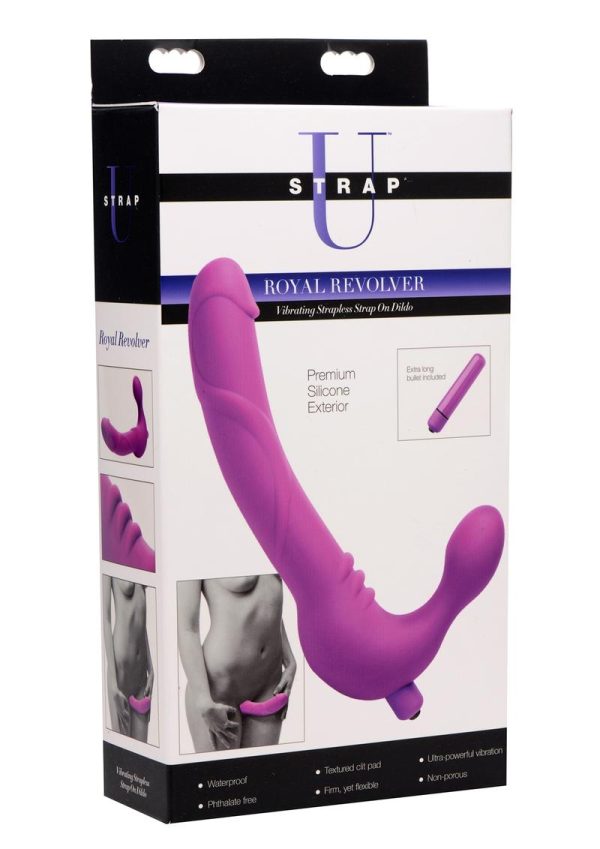 Strap U Royal Revolver Vibrating Silicone Strapless Strap On - Purple