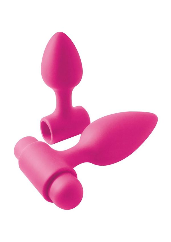 Inya Vibes-O-Spades Rechargeable Vibrating Silicone Butt Plug Set - Pink